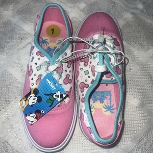 Girls Disney Mickey Mouse Ear Design Sz 1 Pink & Blue Shoes Sneakers NWT - Picture 1 of 5