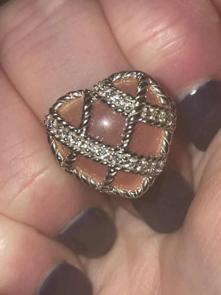 Anillo Corazón Cuarcita Rosa Esterlina Judith Ripka Talla 8 (pre-amado una vez) Foto 1 de 4