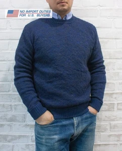 Pretty Green Mens Knitted Jacquard Crew Neck Jumper Size L Navy/Blue Wool Blend - Picture 1 of 24