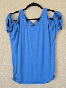 Camiseta Mujer Azul Hombro Frío Talla Grande Nueva #1Y403 - Imagen 1 de 4
