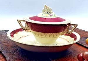 Art Deco Soup Bowl Burleigh Ware Covered and Open Two Piece Porcelain 1930's - Picture 1 of 12