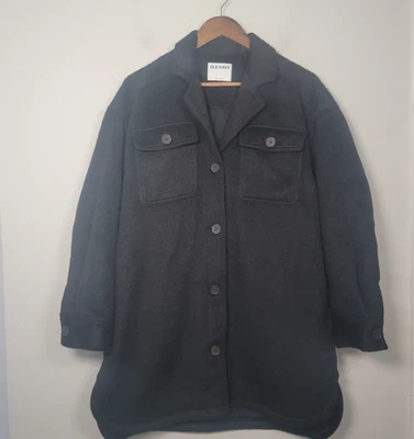 NWT Old Navy Mens L Wool Blend Shacket Jacket Black Jack Overshirt Black - Image 1 of 4