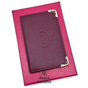 Cartier Must de Cartier Borgoña Cuero Tarjetero Caja y Papeles Hecho en Italia - Imagen 1 de 5