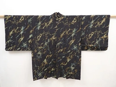 5822T04z780 Vintage Japanese Kimono Silk HAORI  Black - Image 1 of 4