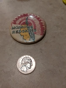 Vintage Pinback Button Morris Redskins Illinois Football Sports Headress  - Picture 1 of 3