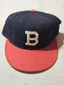 Cappello vintage ANNCO Boston Braves lana 7 3/8 MLB modello professionale rosso navy made in USA - Foto 1 di 7