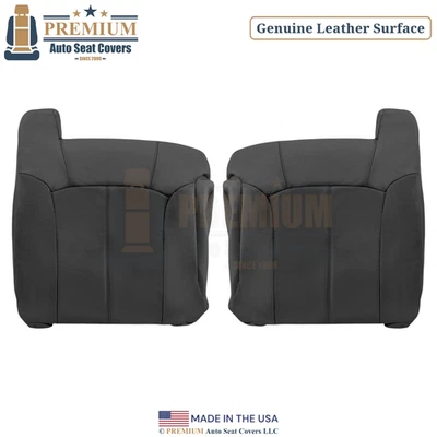 Fundas de asiento delanteras de cuero genuino gris oscuro para Chevy Silverado 1999-2002 Foto 1 de 4