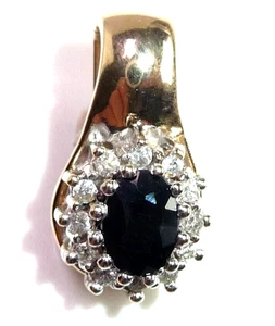 Anhänger Clip-Verschluss  585 Gold Saphir  0.24 ct Diamanten  Länge 20,6 mm 4,7g - Picture 1 of 10