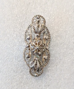 Alte Silber Brosche Fligran Nadel Brosche Trachtenschmuck - Bild 1 von 20