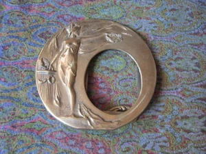 Vintage Art Deco Metal Picture Frame Nude Lady 3- 1/8 inch (S3) - Picture 1 of 3