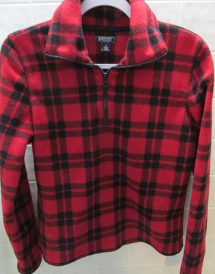 AMERICAN LIVING SUÉTER MUJER POLAR NEGRO ROJO A CUADROS TALLA PEQUEÑA 1/4 CREMALLERA! Foto 1 de 4