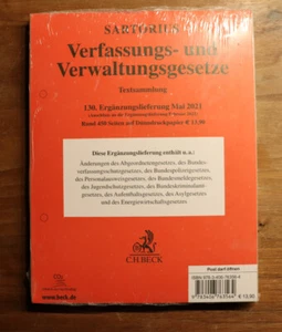 Sartorius Verfassungs- und Verwaltungsgesetze, 130. Ergänzungslieferung UNBENUTZ - Bild 1 von 1