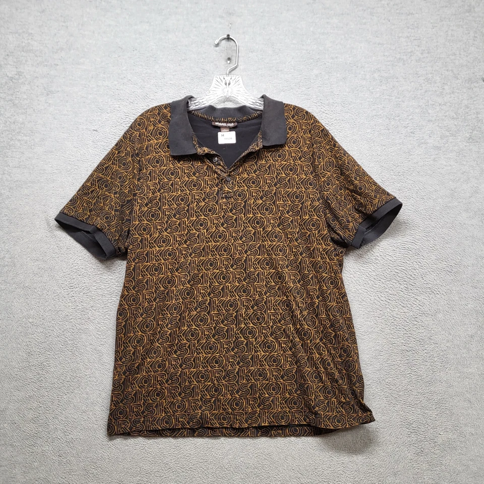 Michael Kors Men Polo XL Black  Geometric Logo All Over Short Sleeve Cotton - Image 1 of 4