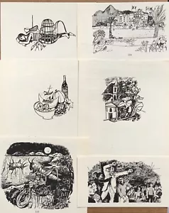 John Minton. 6 small vignettes,illustrations from 'Time Was Away',Corsica, 1948 - Picture 1 of 7