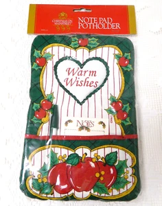 VTG Christmas POT HOLDER Note Pad GREEN Red Apples - Picture 1 of 5