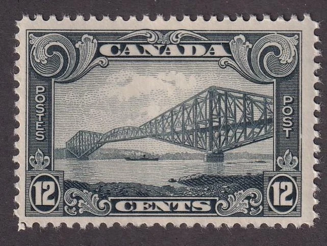 Canada 1929 sc#156 MH Quebec Bridge 12¢ KGV Scroll issue  [v2] - Image 1 of 1