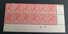 GB STAMPS KING GEORGE V SG 328 1D PALE CARMINE CONTROL BLOCK OF 12 M/MINT 