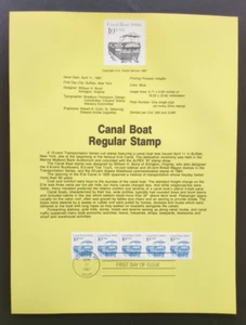 10c Canal Boat 1987 SOUVENIR PAGE SCOTT # 2257 SP771 - Picture 1 of 1