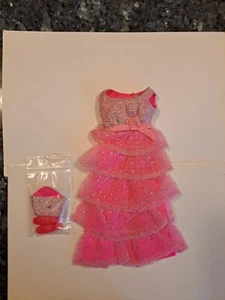 Vintage Mattel Barbie Romantic Ruffles #1871 Pink Metallic Mesh Dress 1969 - Picture 1 of 14