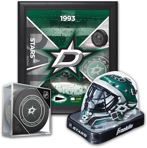 Dallas Stars Fan Bundle - With Team 15" x 17" Frame, Mini Goalie Mask & Puck Cover