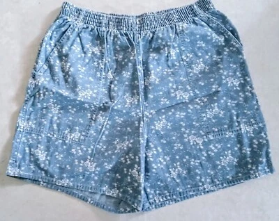 Pantalones Cortos Vintage Jones New York Deportivos Algodón Floral Para Mujer’s Grandes Azul Pull on  Foto 1 de 4