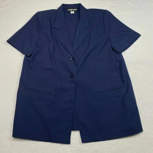 Sag Harbor Womens Blazer sz 12 Blue Short Sleeve Notch Lapel Lightweight VINTAGE - Picture 1 of 13