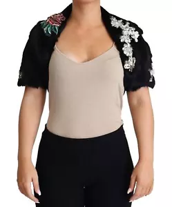 Dolce&Gabbana Women Black Jacket Rabbit Fur Polyester Lined Cropped Blazer IT 36 - Picture 1 of 3