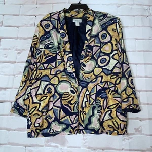 Vintage 80’s 90’s Abstract Ethnic Aztec  Blazer by Accent Ltd Shoulder Pads 2X - Picture 1 of 7