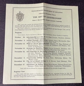 The Art of Salesmanship Harvard University Extension Course 1935 MASS DOE - Picture 1 of 14