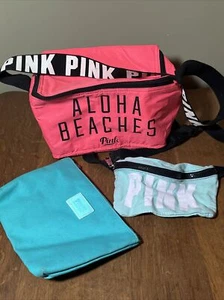 Set Of 3 PINk By Victoria Secrets Bags Makeup/Fanny/insulated - Picture 1 of 8