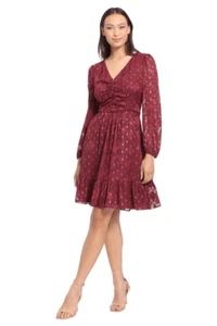 Vestido para mujer London Times estampado de gasa entallado y acampanado - figura/dorado talla 8 - Imagen 1 de 3