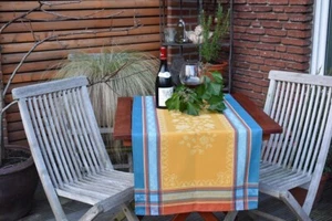 Table Runner Jacquard Cotton Yellow Curry 50x150 CM France With Teflonschutz - Picture 1 of 6
