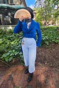 New Blue Wool Regency Tailcoat, 19th Century Theater Costume,Steampunk Tailcoat - Picture 1 of 5