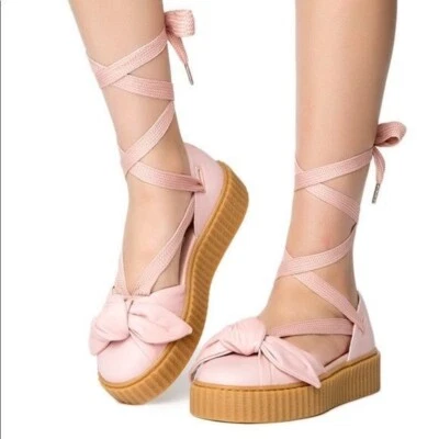 Fenty Puma By Rihanna Bow Creeper 365794-01 Pink Leather Platform Sandal 6/36EUR - Image 1 of 4