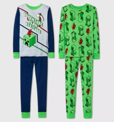 Juego de pijama Minecraft para niños 4 piezas talla 4 XS PIJ’s algodón ajustado niños nuevo con etiquetas Foto 1 de 4