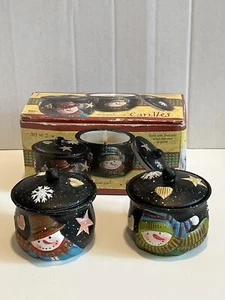 Christmas Snowman Candles Vanilla Scented Painted By Susan Winget - Picture 1 of 9