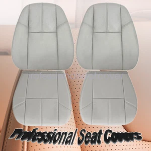 For 2007-2014 Chevy Silverado Driver & Passenger Leather Seat Cover Light Gray - Picture 1 of 19