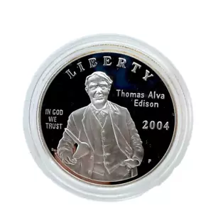 2004 P Thomas Alva Edison $1 Commemorative Proof Silver Dollar CAPSULE ONLY - Picture 1 of 6
