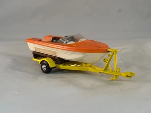 Lesney 1970 Matchbox King Size *READ* Boat Trailer Orange Power Boat Vintage - Picture 1 of 7