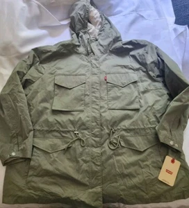 LEVIS JACKET WOMENS PLUS SIZE 4X FOUR POCKET MILITARY ZIP DOWN OLIVE GREEN NEW - Picture 1 of 9