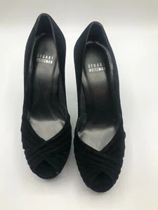 STUART WEITZMAN HEELS! Extra Peep Toe Platform Pumps in CHARCOAL SUEDE! Size 6 - Picture 1 of 5