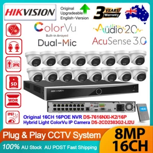 Hikvision 16CH NVR 4K 8MP ColorVu Dual-Mic CCTV System Acusense3.0 IP Camera Kit - Picture 1 of 28