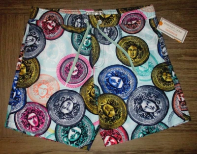 MENS BAROQUE GOLD MEDUSA COIN DRAWSTRING LINED SWIM BOARD SHORTS SIZE M - Image 1 of 3
