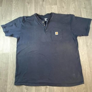 Carhartt Pocket T-Shirt 1/4 Button Schwarz Kurzarm Herren Gr. 2XL 100% Baumwolle - Bild 1 von 5