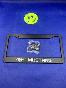 🔥Mustang Logo Car Black Tag Plate Frame W/ Hardware - Picture 1 of 3