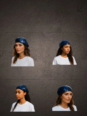 Gorro boina vintage de lentejuelas negras talla única elástico años 20 Gatsby Flapper Foto 1 de 4