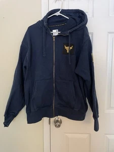 Under Armour Hoodie Mens Large Blood Sweat Respect The Rock Navy Blue Zip Up - Picture 1 of 8