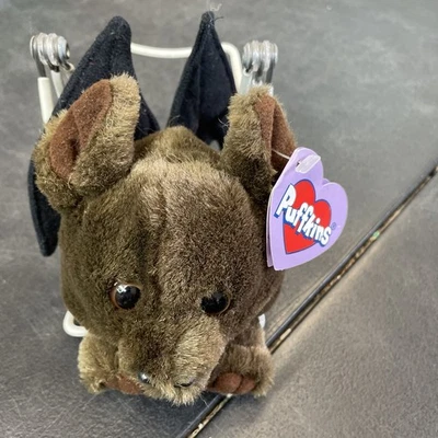 Vintage 1994 Puffkins Ding the Bat Swibco  plush wings fangs tagged - Image 1 of 2