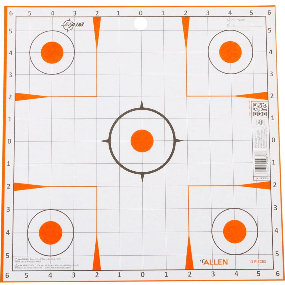 EZ Aim Paper Shooting Targets, 12" Square Sight-In Grid Alvos, Pacote com 13, Branco... - Imagem 1 de 4