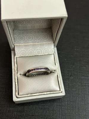 belle bague en argent massif avec pierres améthystes - Photo 1/3